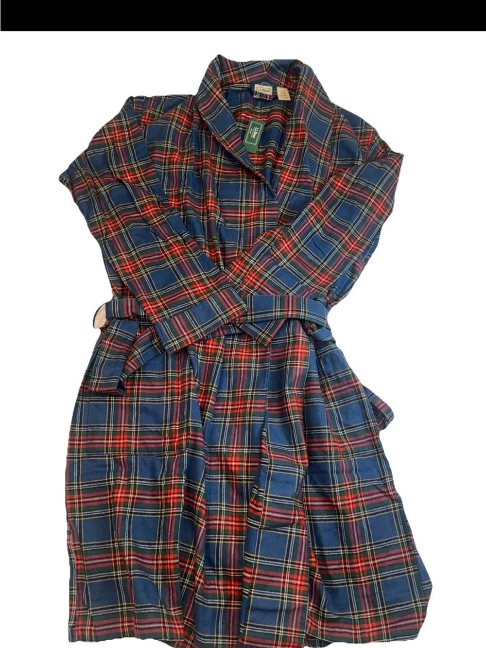 NWT LL Bean Men’s Flannel Robe M Red Blue Plaid